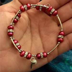 Vantel Pearls Ruby Wrap Bracelet